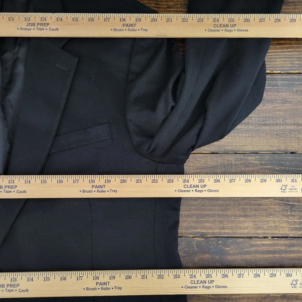 Chaps Men's Sport Coat Blazer Two Button Flannel Silk Wool Cashmere Black 46R‎